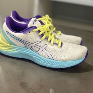 Asics Women's Cream and Blue Athletic Shoes